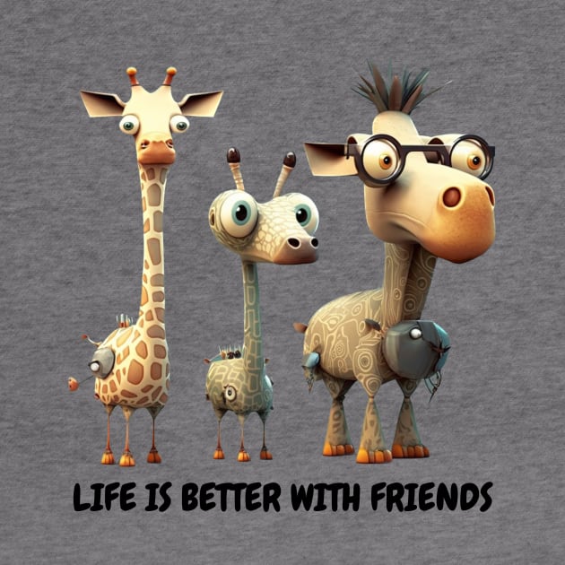 Life is Better with Friends Graphic, Cute Animal Friends Design, Giraffe Lover, Best Friends, Loving Life by Coffee Conceptions